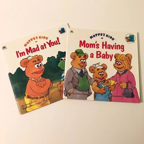 Vtg Lot of 2 Muppet Kids Moms Having a Baby and Im Mad At You Golden Books - Picture 1 of 16